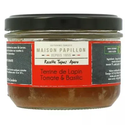 Terrine de lapin tomate et basilic 160 g
