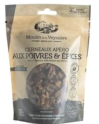 Cerneaux de noix ap&eacute;ro poivre &eacute;pices 125 g 10/25