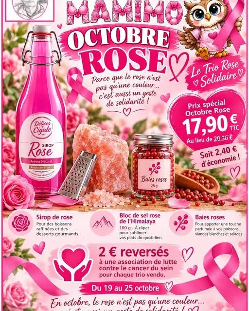 sirop de rose + baies roses + bloc sel