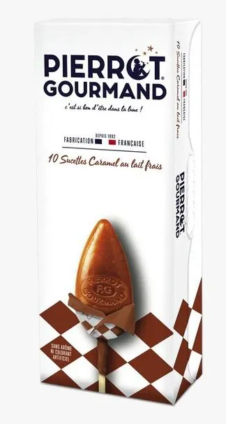 Sucette caramel au lait frais bo&icirc;te de 10